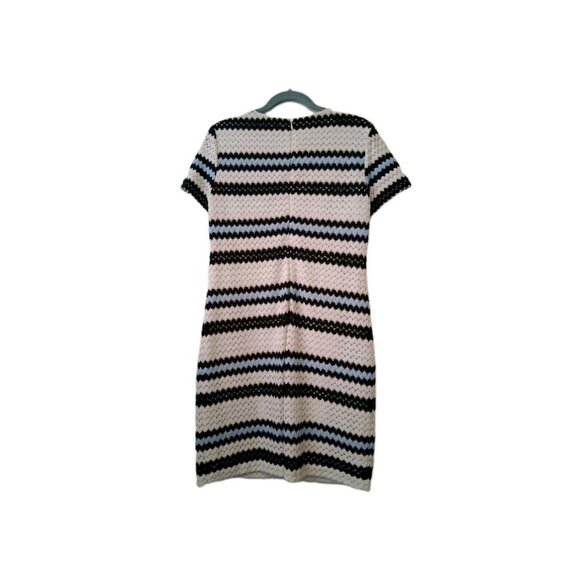 Lauren Ralph Lauren Short Sleeve Chevron Stripe Crochet Knit Dress 10 White Blue - Picture 7 of 10